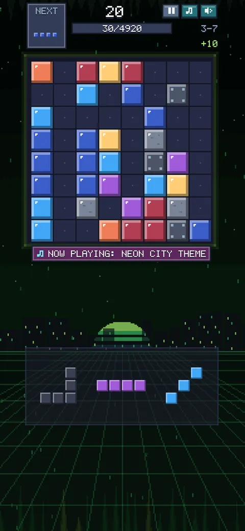 A Neon City stage with steel blocks in the way